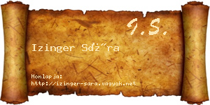 Izinger Sára névjegykártya